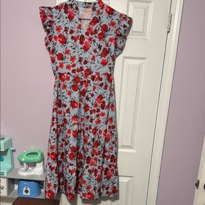 Floral Red and blue Dress